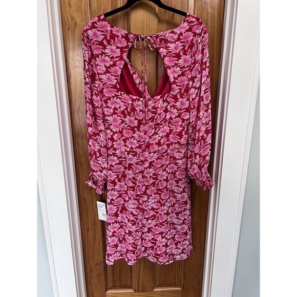 NWT Julia Jordon Red Pink Floral Long Sleeve Dress SZ 12 knee length - Picture 3 of 12
